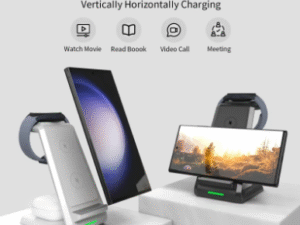 3-in-1 Wireless Charger Stand for Samsung Devices – 30W Fast Charge