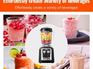 Professional Blender, Commercial Countertop Blenders, 68 Oz Jar Blender Combo, Stainless Steel 3 Functions Blender, For Frozen Drinks, Shakes, Smoothies, Peree, And Crush Ice, Black