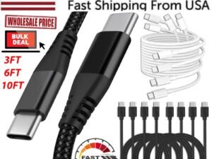 Braided USB C Type-C Fast Charging Data SYNC Charger Cable Cord