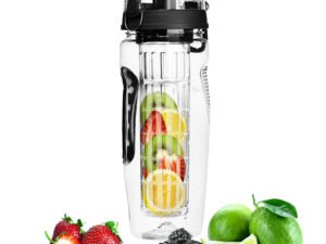 3 Color Options - 1Pc Fruit Infuser Water Bottle 32OZ Juice Shaker Sport With Flip Top Lid Anti-Slip Grips For Office Home Sport Running Walking Hiking