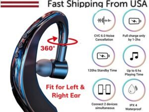 Wireless Bluetooth 5.0 Earpiece Headset Driving Trucker Earbuds Noise Cancelling