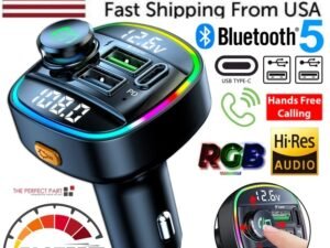 Bluetooth 5.0 Car Wireless FM Transmitter Adapter USB PD Charger AUX Hands-Free