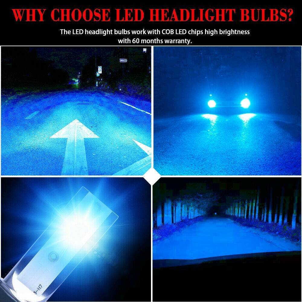 2x H7 LED Headlight Bulb Kit High Low Beam 8000K Super Blue 26000LM Light Bulb - Image 6