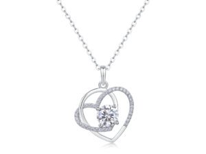 1Heart To Heart - A Fashionable And Luxurious Diamond Jewelry Pendant Set With 1-carat Moissan Diamond S925 Sterling Silver And Platinum Plating Prohibit TikTok sales