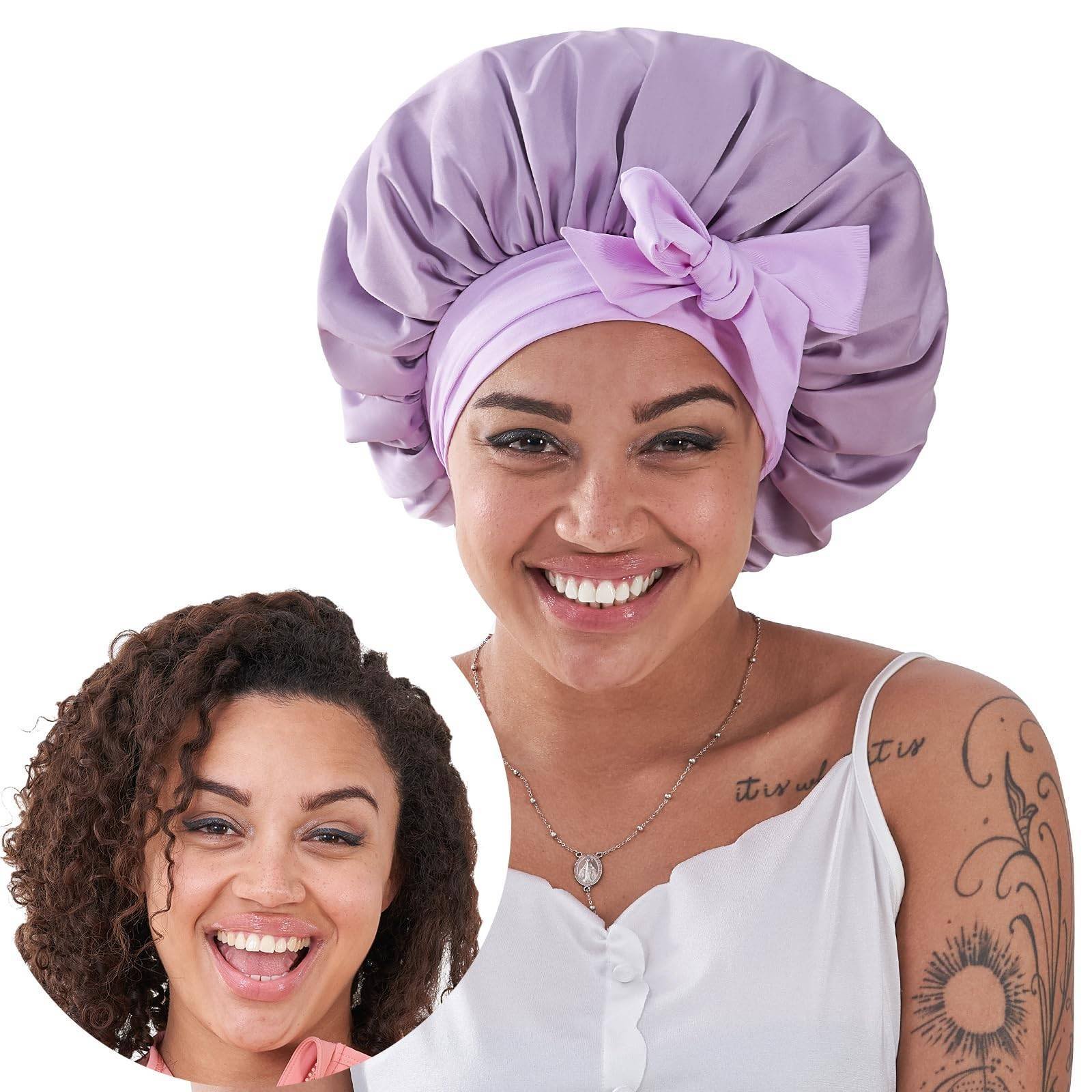 Silk Bonnet, Satin Hair Bonnet For Sleeping For Wavy Curly Natural Hair - Image 6